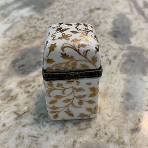 Limoges Style Box with Gold Holly #home accents